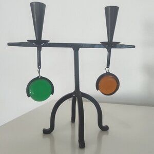 1950s Gunnar Ander for Ystad Metall Wrought Iron Candle Holder